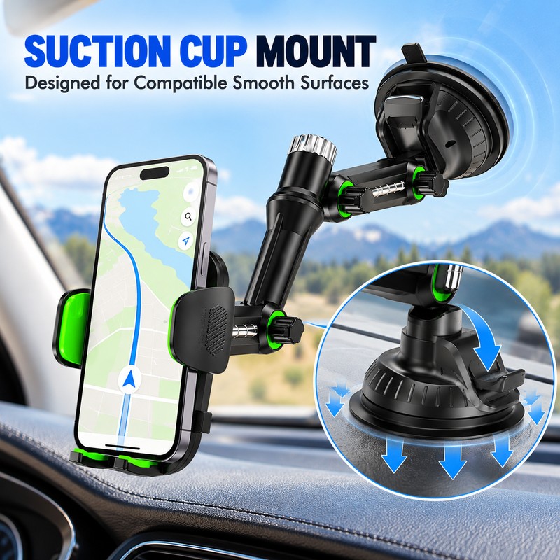 Suction Cup Car Phone Holder for Windshield & Dashboard –