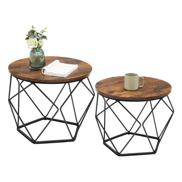 VASAGLE VASAGLE Small Coffee Table Set of 2, Round Coffee
