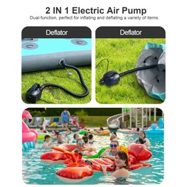 VEBESYET Electric Air Pumps for Inflatables Air Mattress Gymnastics Track Mat Quick Fill Inflator/Deflator for Pool Floats Dock Raft,4 Nozzles, 110-120V AC (400W)