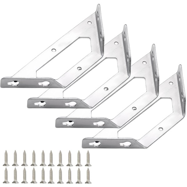 4PCS Trapeziform Angle Brackets， Stainless Steel Multifunction Triangle Corner Brace,
