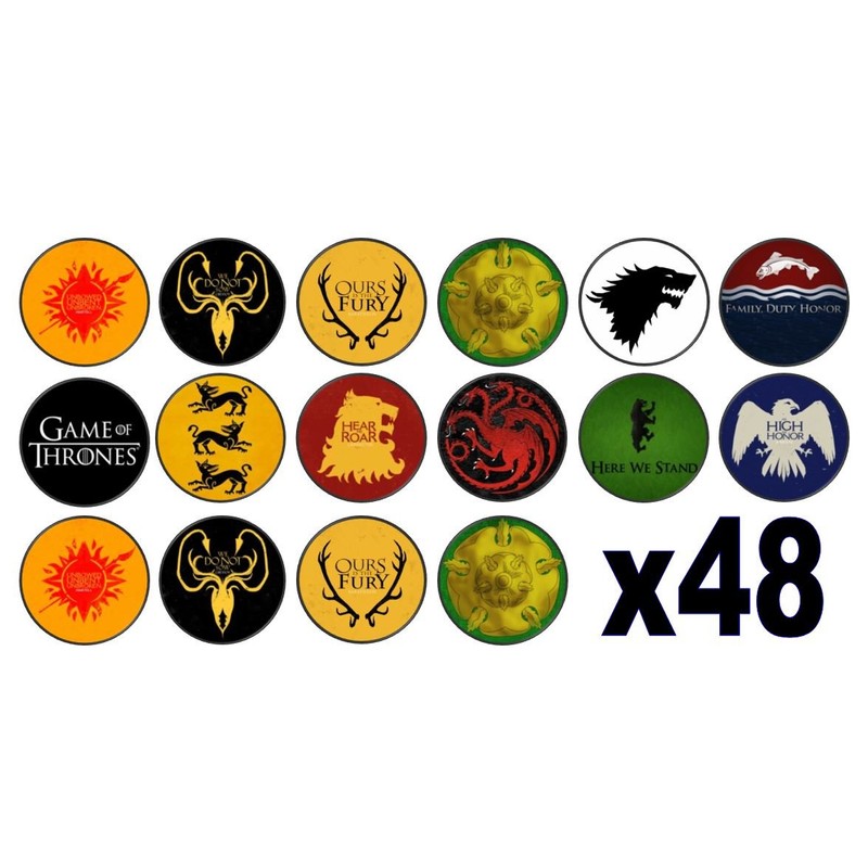48 G.O.T Game of Thrones 3cm Mini Discs Edible Wafer