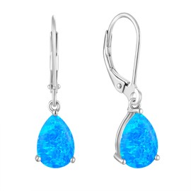 YL Women's Earrings 925 Sterling Silver 12 Birthstone Cubic Zirconia Earrings, Silver, Opal