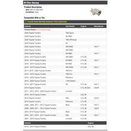 Oil Filter Housing - Compatible with 2007-2020 Toyota Tundra (without Towing Package)