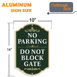 Yuzkouge No Parking Do Not Block Gate Sign - 2 Pack, 10” x 14” Rust Free Aluminum Sign, Weatherproof, Fade Resistant