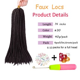 Haolocs 6Pcs/Lot Straight Faux Locs Crochet Hair 18 Inch Soft Pre Looped Dreadlock African Roots Braid Synthetic Braiding Hair Extension for Black Women (#4, 14 Inch)