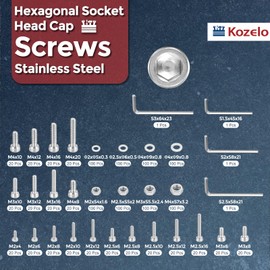 Kozelo 1200pcs Socket Head Cap Screws Bolts Nuts Assortment Kit - [M2/M2.5/M3/M4] 304 Stainless Steel Allen Socket Drive for 3D Printer with Allen Wrench