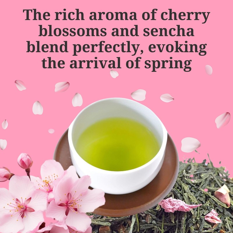 Chasandai Sakura Sencha Loose Leaf Tea, Organic Japanese Green Tea,