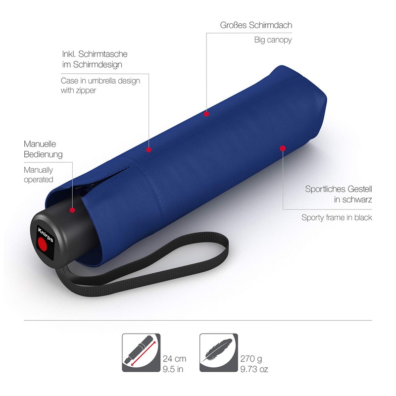 Knirps A.050 Pocket Umbrella Medium Manual, Blue, modern" or "classic