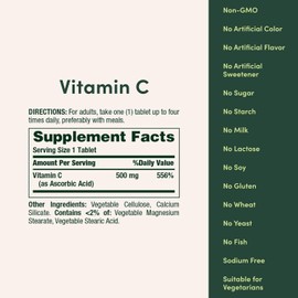 Nature's Bounty Vitamin C 500mg, Supports a Healthy Immune System, Daily Vitamin Supplement, 250 Vegetarian Tablets