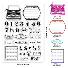 CHGCRAFT Vintage Typewriter Numbers Tags Clear Stamp Custom Silicone Clear Stamps for DIY Scrapbooking Photo Album Decorative Cards Making, Number, 6.3X 4.33x 0.12inch