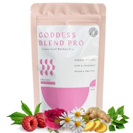 Goddess Blend Pro Tea - Overall Women Wellness, Hormone Balance, Organic Herbal Tea with Pink Rose, Caffeine-Free, Sugar-Free, Loose Leaf, 100% Natural Herbs - Specification: Sampler ( 7 DAYS, 0.4 OZ )