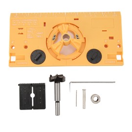 35mm Hinge Boring Jig Woodworking Hinge Hole Drilling Guide Locator with Cutter and 1/16in Bit Yellow