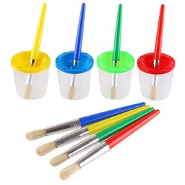 VEYLIN Kids Painting Set - 25 Paint Brushes Sponges Paint Bowls Spill Proof Paint Pots Kits with Apron for Toddler Art Crafts