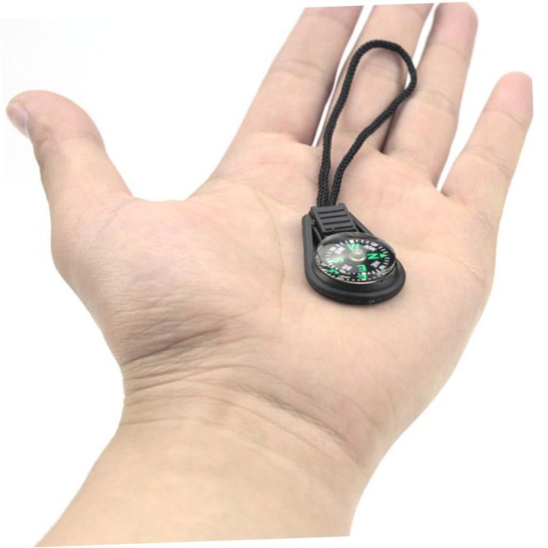 KOMBIUDA 8PCS Mini Compass Keychain with Lanyard Portable Outdoor Pendant