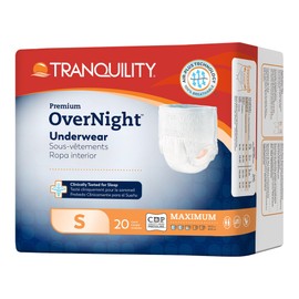 TRANQUILITY Tranquility Premium OverNight Disposable Absorbent Underwear (20 Count) - S, 22-36 in. Waist - Maximum Absorbency, All-Night Sleep, Breathable Comfort, 20 Adult Diapers