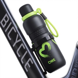 QWE Slim Stainless Steel Water Bottle without Straw,Bike Insulated Bottle with Rope Handle,20oz,Light Weight for Cycling,Hot and Cold,Leak-Proof,BPA-free,Vacuum Sealed Double Wall(StarryNightBlack)