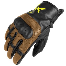 TacFirst Amalfitana Leather Motorcycle Gloves H030, Breathable Retro Motorcycle Gloves, Vintage Hard Knuckle Protection (Bicolore Marrone, M)
