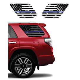 Fit for Toyota 4Runner 2010-2022 | Precut American Flag Rear Quarter Window Decals | Both Side | Proudly Made in The US | Matte Black (Blue Line Distressed)