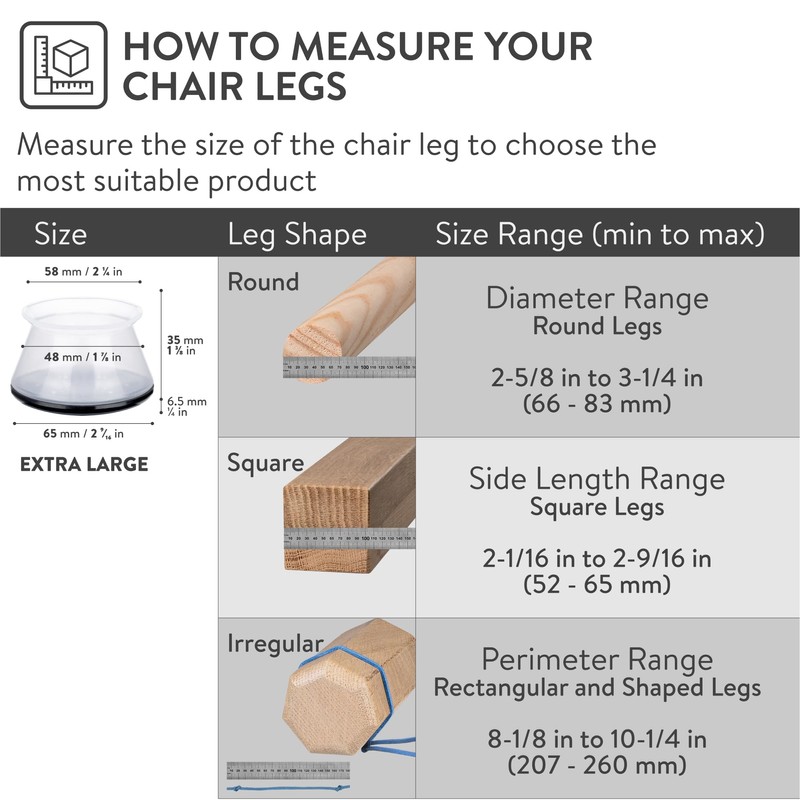Chair Leg Sliders for Carpet - Upgrade - XL -