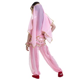 Astage Disfraz de princesa india para niños con adornos de Bollywood, Rosa/Rebel Fun., X-Small