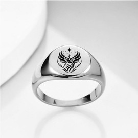 LIU JUN Rise From Ashes Signet Ring Phoenix Ring Rise From Ashes Phoenix Signet for Women for Women (Silver 10)