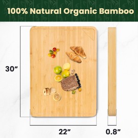 30" Stove Top Cover, Extra Large Bamboo Cutting Boards for Kitchen, Noodle Board Stove Cover Wooden Kitchen Sink Cover, Turkey Carving Board with Juice Groove and Handles