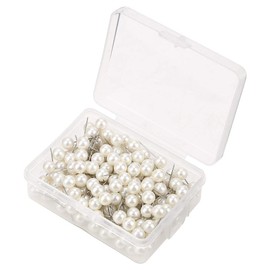 200PCS Pearl Pins Straight Pins Plastic Push Pins Round Ball Shaped Pushpin Steel Point Thumbtack Pins Tack Decorative DIY Tool Kit Set Accessories(Pearl White)