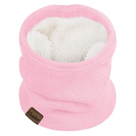 Infinity Scarf Winter Double-Layer Neck Warmer Knit Fleece Lined Circle Loop Scarves, all pink
