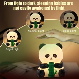 Midhaad Rechargeable Cute Panda Night Light for Kids Room with Timer, Dimmable Animal Silicone Touch Bedside Lamp for Bedroom, Kids Sleeping, Breastfeeding, Girls/Boys/Toddler/Nursery Christmas Gifts