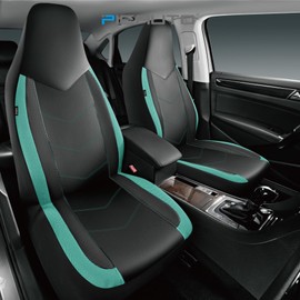 PIC AUTO Leather Car Seat Covers, Sports Carbon Fiber & Mesh Design, High-Back Front & Rear Full Set, Waterproof Automotive Seat Covers, Airbag Compatible, Universal Fit for Most Cars (Black & Mint)