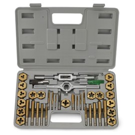 J&R Quality Tools 40-Piece Titanium Coated Tap & Hexagon Die Set - Metric