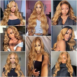 Luxvogue 8 10 12 Inch Human Hair Bundles Honey Blonde 27 Color Body Wave Bundles Human Hair 12A Unprocessed Quick Weave Bundles for Black Women Soft Sewn In Bundles with Double Weft