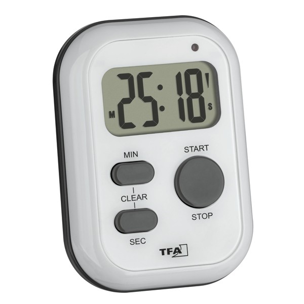 TFA Dostmann 38.2053.02 Digital Timer with Stopwatch, Alarm Sound (Loud)/Vibration/Flashing