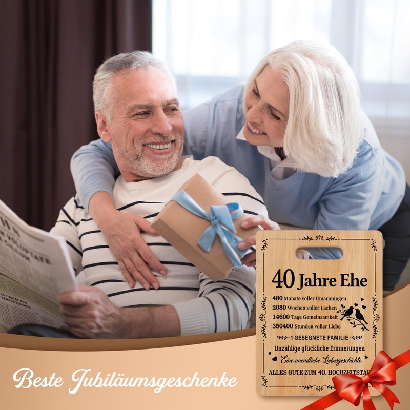 Joyvado Ruby Wedding Gifts, Romantic 40th Wedding Anniversary Gift, Bamboo