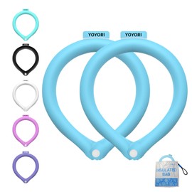 2PCS Snap Button Neck Cooling Tube with Insulated Bag,Reusable 18℃/64℉ Ice Neck Ring Wearable Body Cooling Products for Summer Heat (Blue*2/Snap Button)