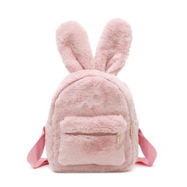 Jywmsc Cute Bunny Backpacks for Girls, Women Cute Rabbit Ears Backpack Fluffy Shoulder Bag School Bag Satchel, pink, kawaii