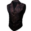 Barry.Wang Mens Victorian Vest Tailored Collar Red Black Paisley Steampunk