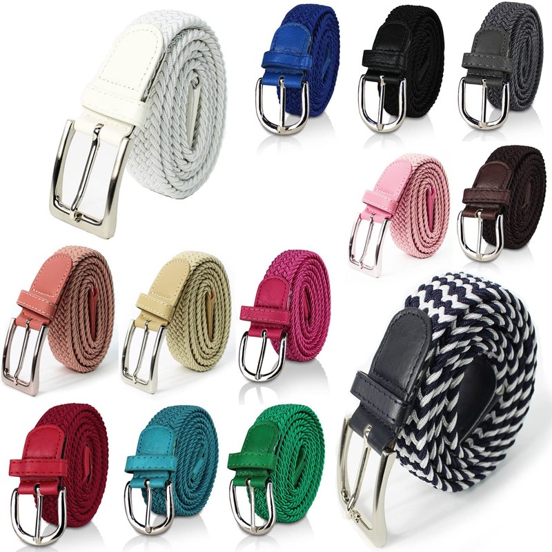 glomy * Braided Elastic Belt for Boys and Girls Women