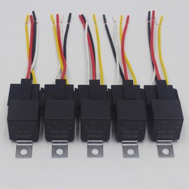 Losato JD1912 12V 40/30A 5-Piece Automotive 4-pin SPST Relay with Harness Receptacle (Interlocking Harness Receptacle Holder), 40A Automotive Relay for Cars and Trucks.-5 Pack
