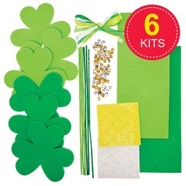Baker Ross FX986 Shamrock Wand Kits - Pack of 6, St Patricks Day Craft Kits for Kids