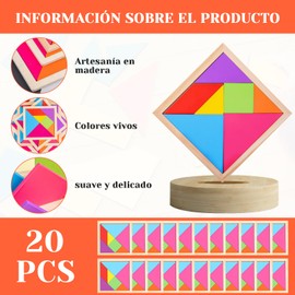 20-Piece Tangram Wooden Game for Children, Birthday Gifts for Children, Educational Toy Type Montessori Birthday School Puzzle for Children
