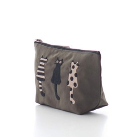 Atsuko Matano 089001-0001-56 Cat Pouch with Gusset, 100% Nylon, Women's, Approx. 4.5 x 4.7 x 2.8 inches (11.5 x 12 x 7 cm)