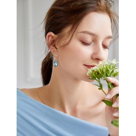 HPQQ Abalone Earrings for Women Sterling Silver Natural Stone Drop Dangle Earrings Abalone Shell Jewelry Anniversary Birthday Christmas Gifts for Women Her