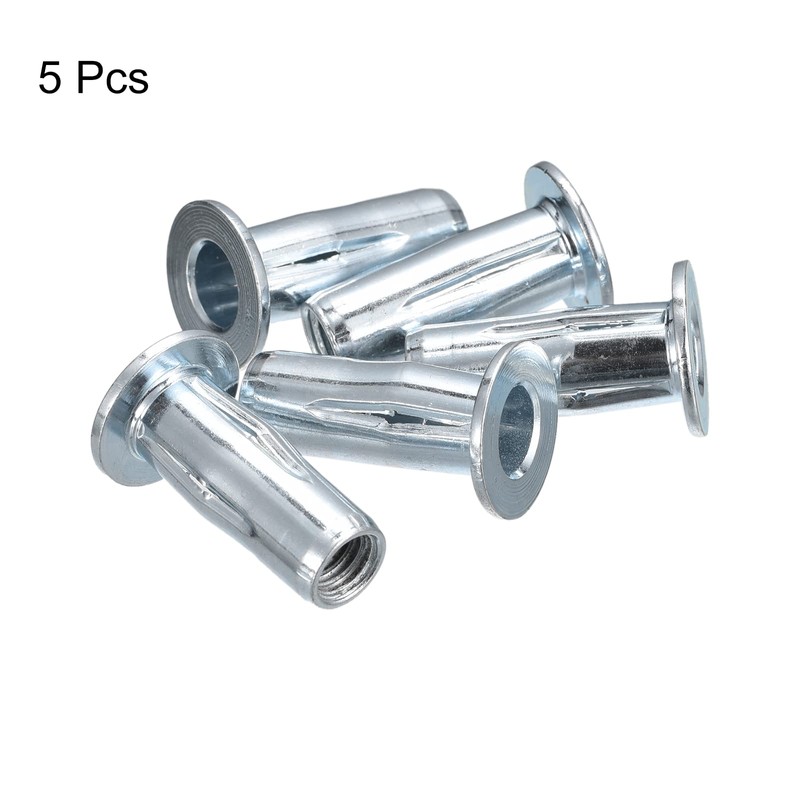 uxcell 5/16-18 Multi-Grip Rivet Nuts, 5pcs Pre-Bulbed Shank Flat Head