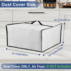 NUENSS-ROR Air Fryer Cover for CHEFMAN 6 Quart Dual Basket Air Fryer, Heavy Duty Waterproof Dustproof Heat-Resistant Air Fryer Protective Case, Kitchen Small Appliance Dust Cover-15.8"Dx13.8"Wx12.2"H