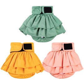 wegreeco Dog Diapers Female (3 Pack), Highly Absorbent Dog Diapers for Female Dogs, Washable Dog Diapers for Dogs in Heat, Incontinence, or Excitable Urination (HLF, Medium)