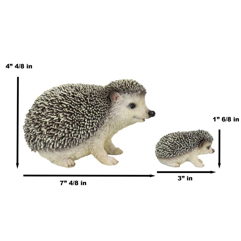Set Of 2 Wildlife Animals Realistic Mother Hedgehog With Baby