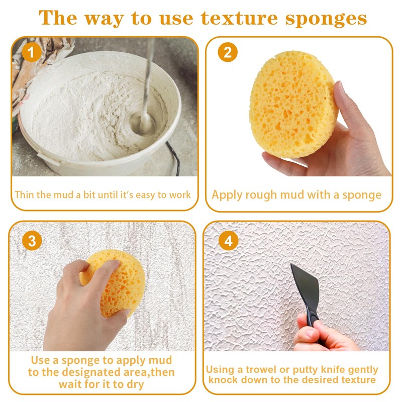 Mabor 2Pcs Texture Sponges, Sponge for Patch/Repair Ceiling Drywall Wall,