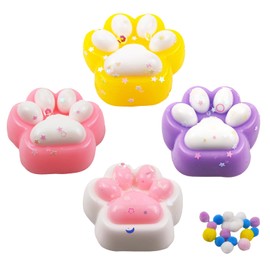 Squishy Cat Paw Toy, Squeeze Animal Paw Toys, Cute Kawaii Squishies Sticky Cat Paw Stress Relief Ball,Jelly Kitty Paw Fidget Toys, Novelty Sensory Toys Suitable for Kids(4 Pack)