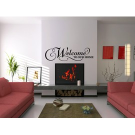 Welcome to Our Home Quote Vinyl Wall Decal Sticker Art, Removable Words Home Decor, Black, 48in x 14in